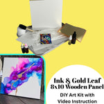 Inks and Gold Leaf DIY Art Project - 8x10 Board